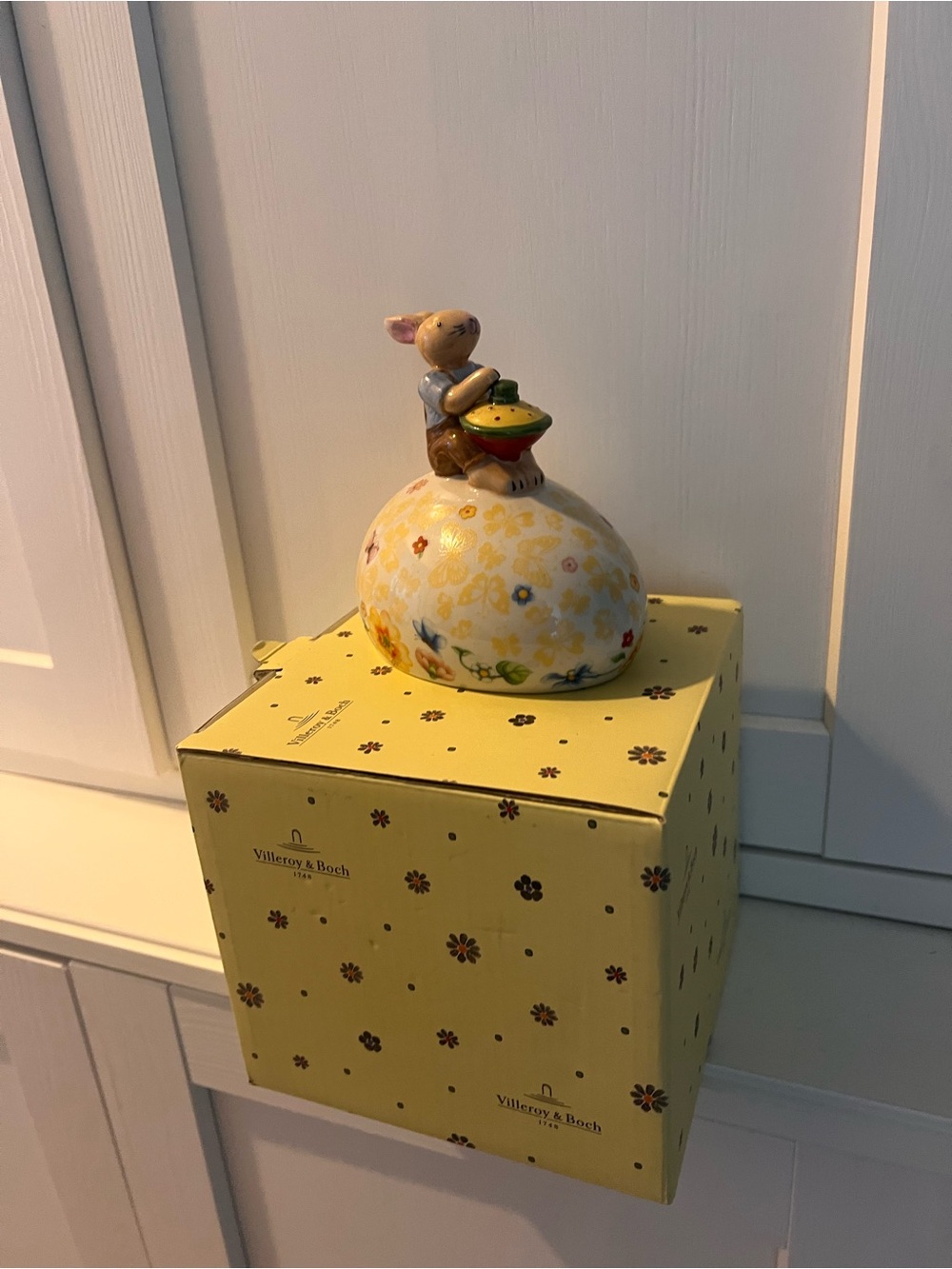 Villeroy & Boch Yellow Floral Bunny on Egg Figurine